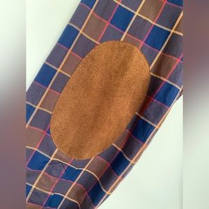 🔥👕🟤 Massimo Dutti Plaid Shirt with Suede Elbow Patches